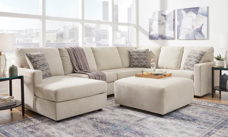 Ashley Furniture Edenfield Linen 3pc LAF Sectional With Ottoman 29004-SEC-OT-S3
