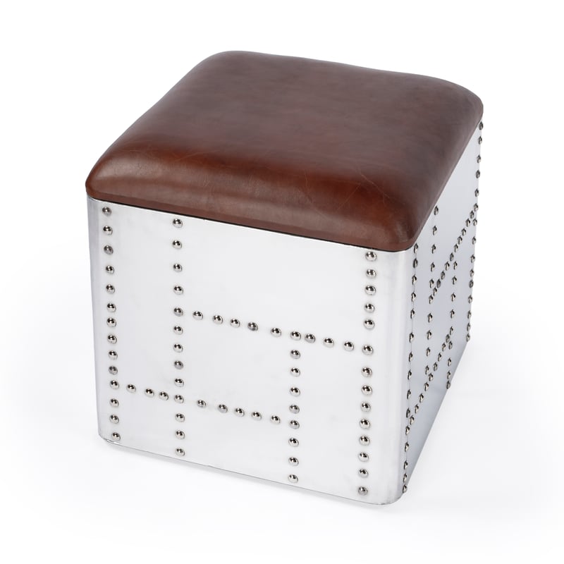 Butler Specialty Midway Aviator Medium Brown Leather Accent Stool BSF-5597330 Butler Specialty Midway Aviator Medium Brown Leather Accent Stool BSF-5597330