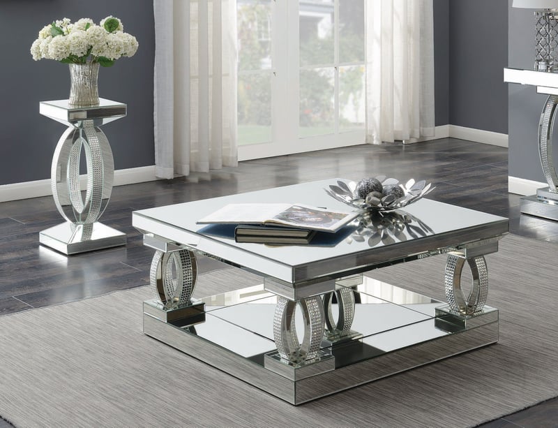 Coaster Furniture Amalia Clear Square 3pc Coffee Table Set CST-72251-OCT-S1