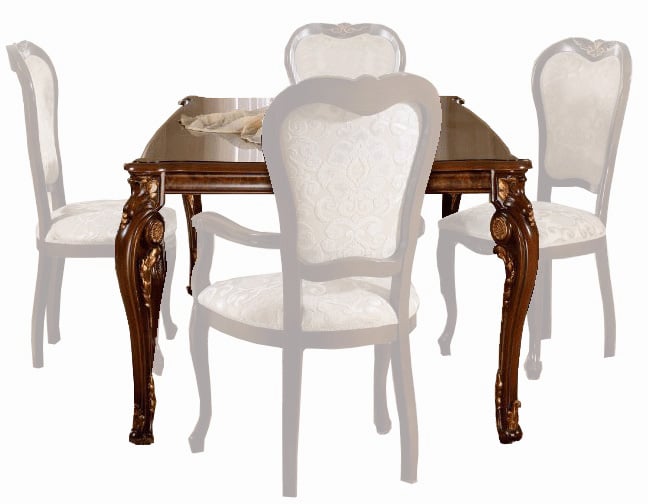 ESF Donatello Brown Walnut Yellow Gold Rectangular Dining Table ESF-DONATELLOTABLE ESF Donatello Brown Walnut Yellow Gold Rectangular Dining Table ESF-DONATELLOTABLE