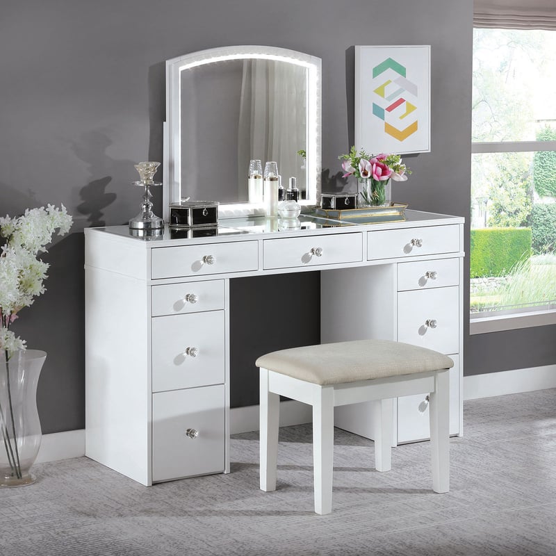Furniture Of America Louise White Vanity With Stool FOA-DK5240-SET