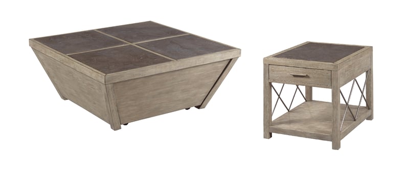 Hammary West End Soft Griege 3pc Square Coffee Table Set HAM-042-912-OCT-S2