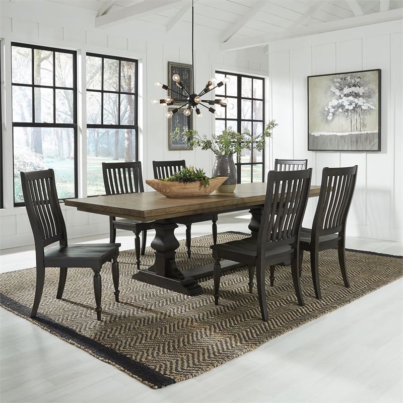 Liberty Harvest Home Chalkboard 7pc Trestle Dining Room Set LBRT-879-DR-7TRS