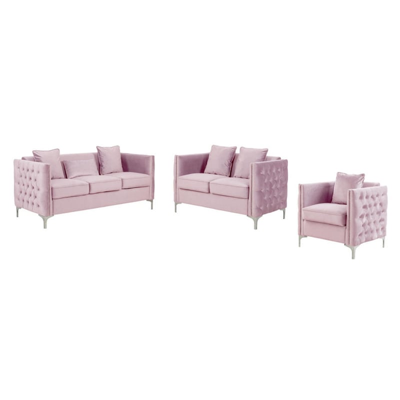 Lilola Home Bayberry Pink 3pc Living Room Set LILO-89634PK Lilola Home Bayberry Pink 3pc Living Room Set LILO-89634PK