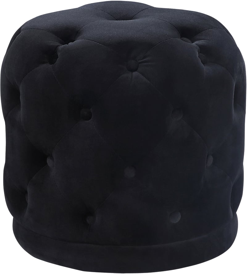 Meridian Furniture Harper Black Velvet Ottoman Stool MRD-136BLACK Meridian Furniture Harper Black Velvet Ottoman Stool MRD-136BLACK