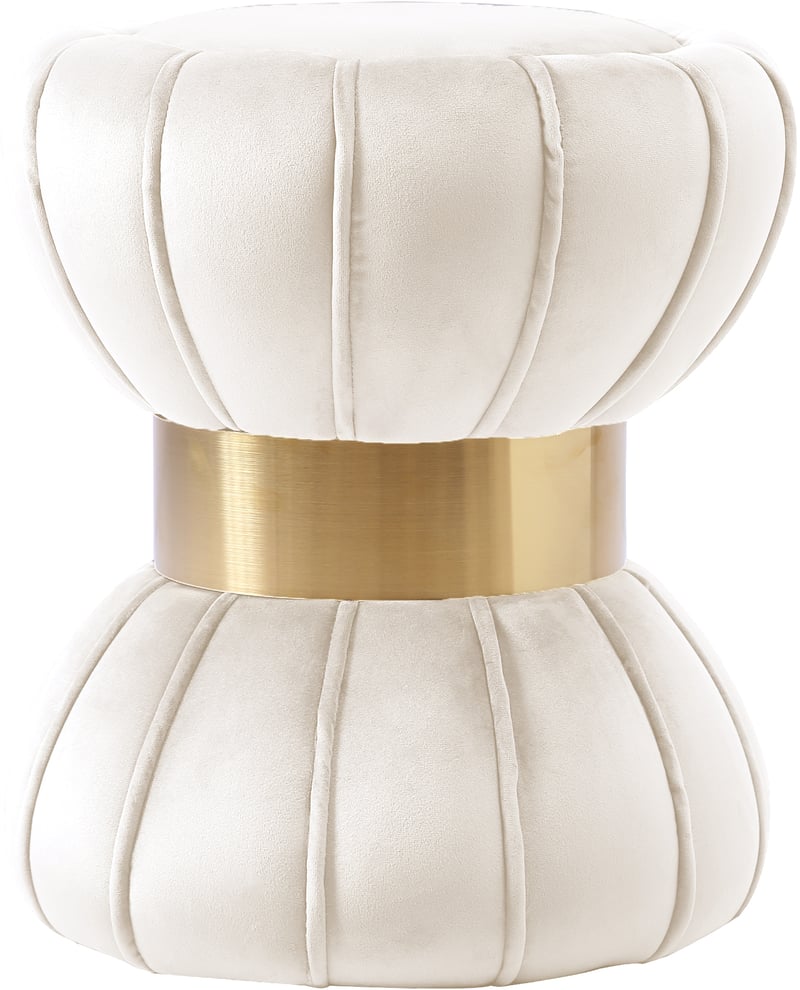 Meridian Furniture Vino Cream Velvet Ottoman MRD-145CREAM Meridian Furniture Vino Cream Velvet Ottoman MRD-145CREAM