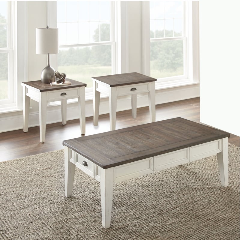 Steve Silver Cayla Dark Oak White 3pc Coffee Table Set SSF-CY100-2E-3PC-KW Steve Silver Cayla Dark Oak White 3pc Coffee Table Set SSF-CY100-2E-3PC-KW