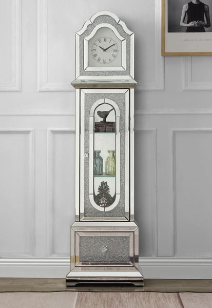 Acme Furniture Noralie Mirror Diamonds LED Grandfather Clock ACM-AC00347