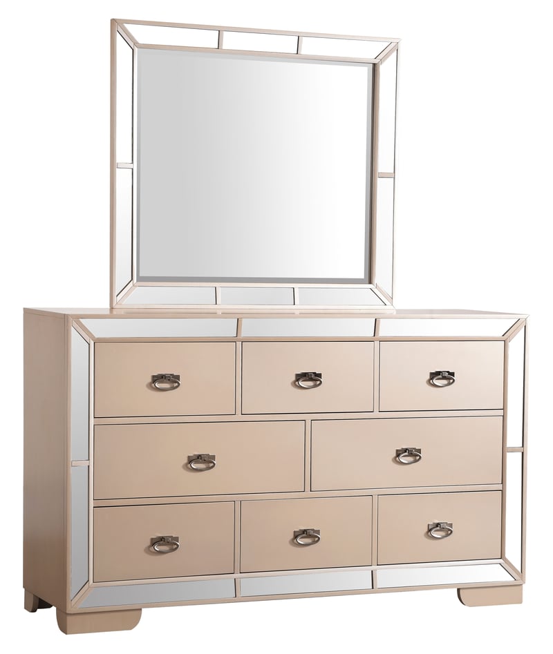 Glory Furniture Hollywood Hills Pearl Dresser and Mirror GLRY-G8100-DRMR Glory Furniture Hollywood Hills Pearl Dresser and Mirror GLRY-G8100-DRMR