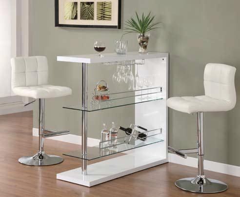 Coaster Furniture Lenny White Chrome 3pc Bar Height Set