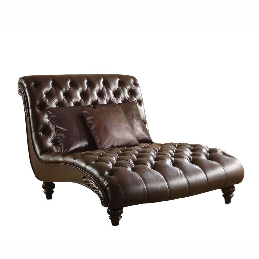 Acme Furniture Anondale Two Tone Brown Three Pillows Chaise