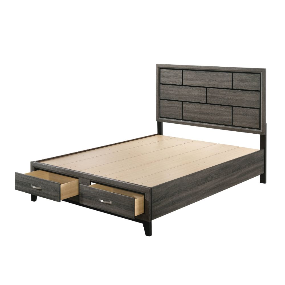Acme Furniture Valdemar Weathered Gray Queen Storage Bed