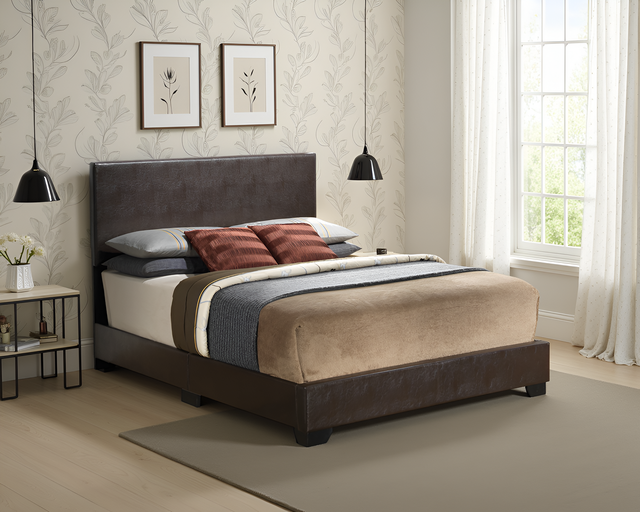 Elite Space Living Antwerp Cappuccino Faux Leather Full Bed