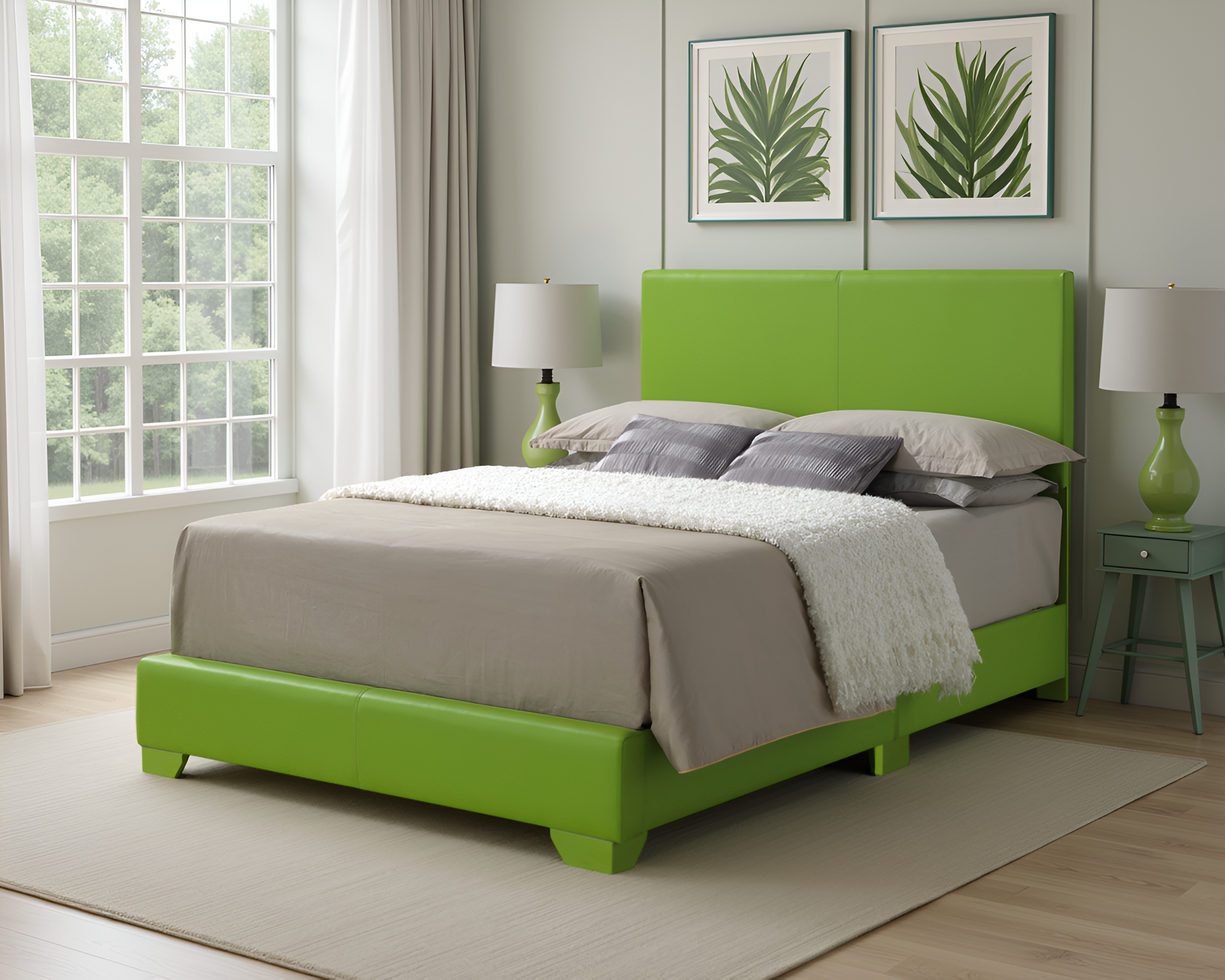 Elite Space Living Antwerp Apple Green Faux Leather Full Bed