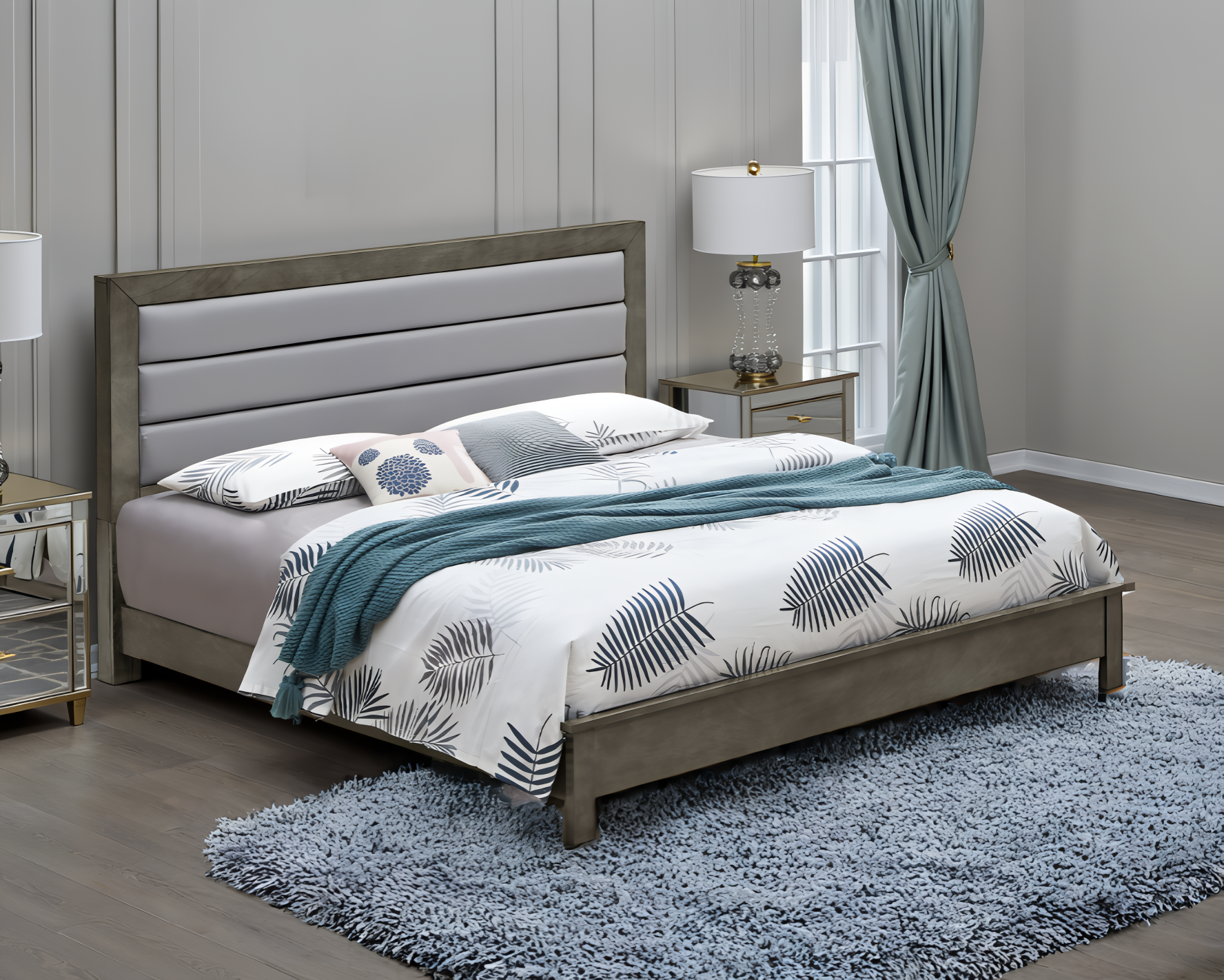 Elite Space Living Imatra Gray Faux Leather Full Bed