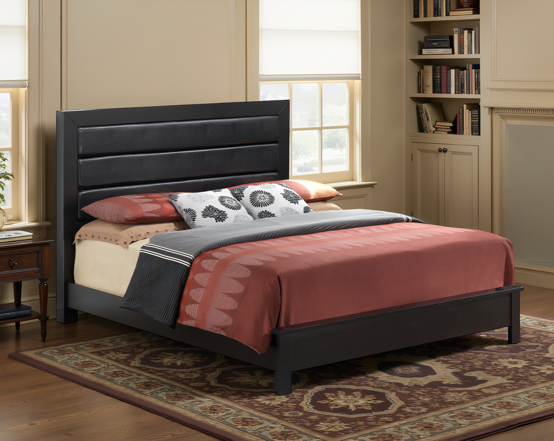 Elite Space Living Imatra Black Faux Leather Full Bed