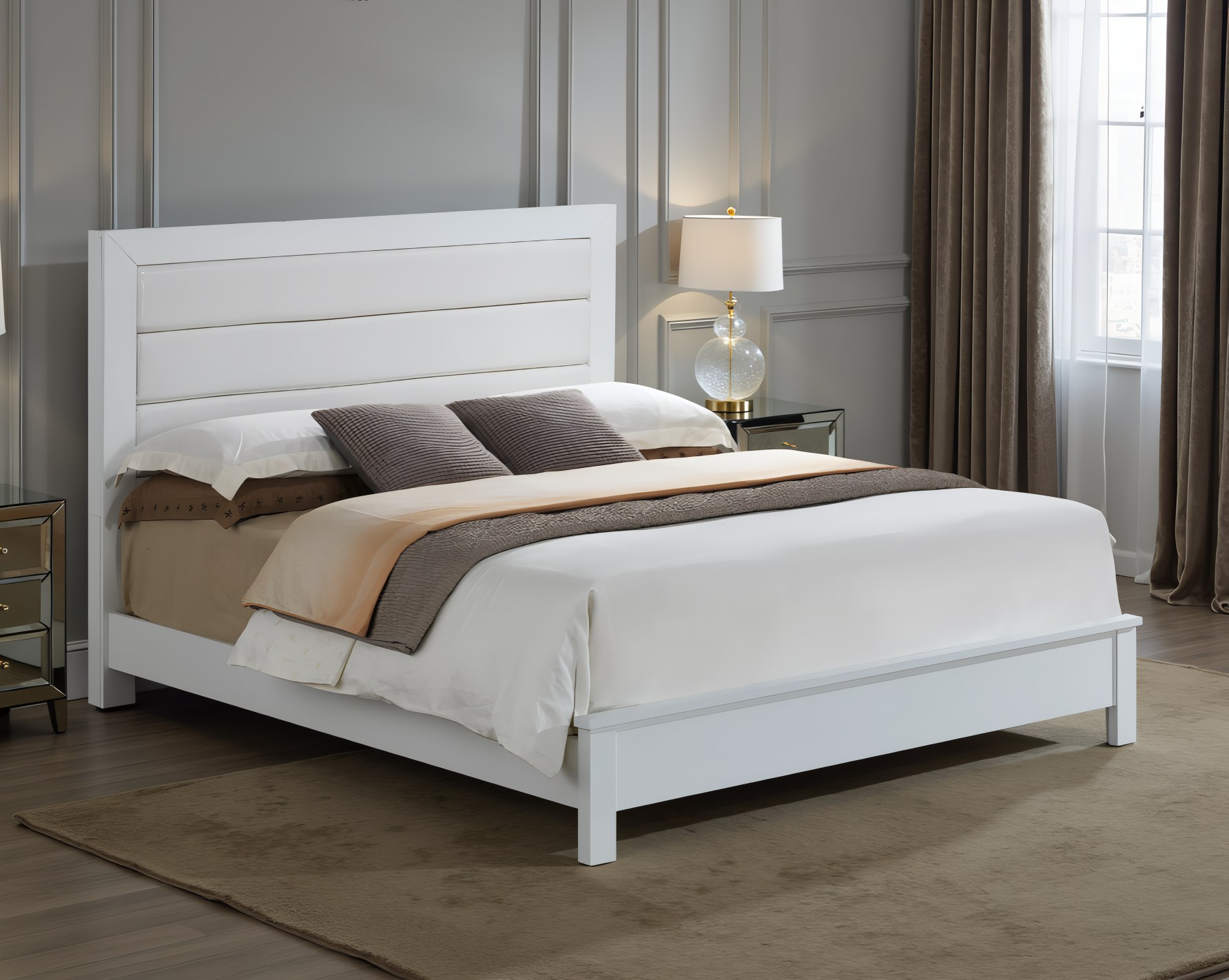 Elite Space Living Imatra White Faux Leather Full Bed