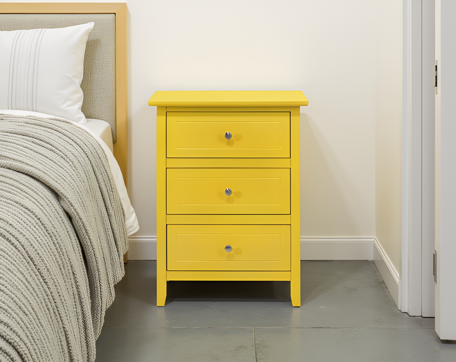 Elite Space Living Lublin Yellow 3 Drawers Nightstand