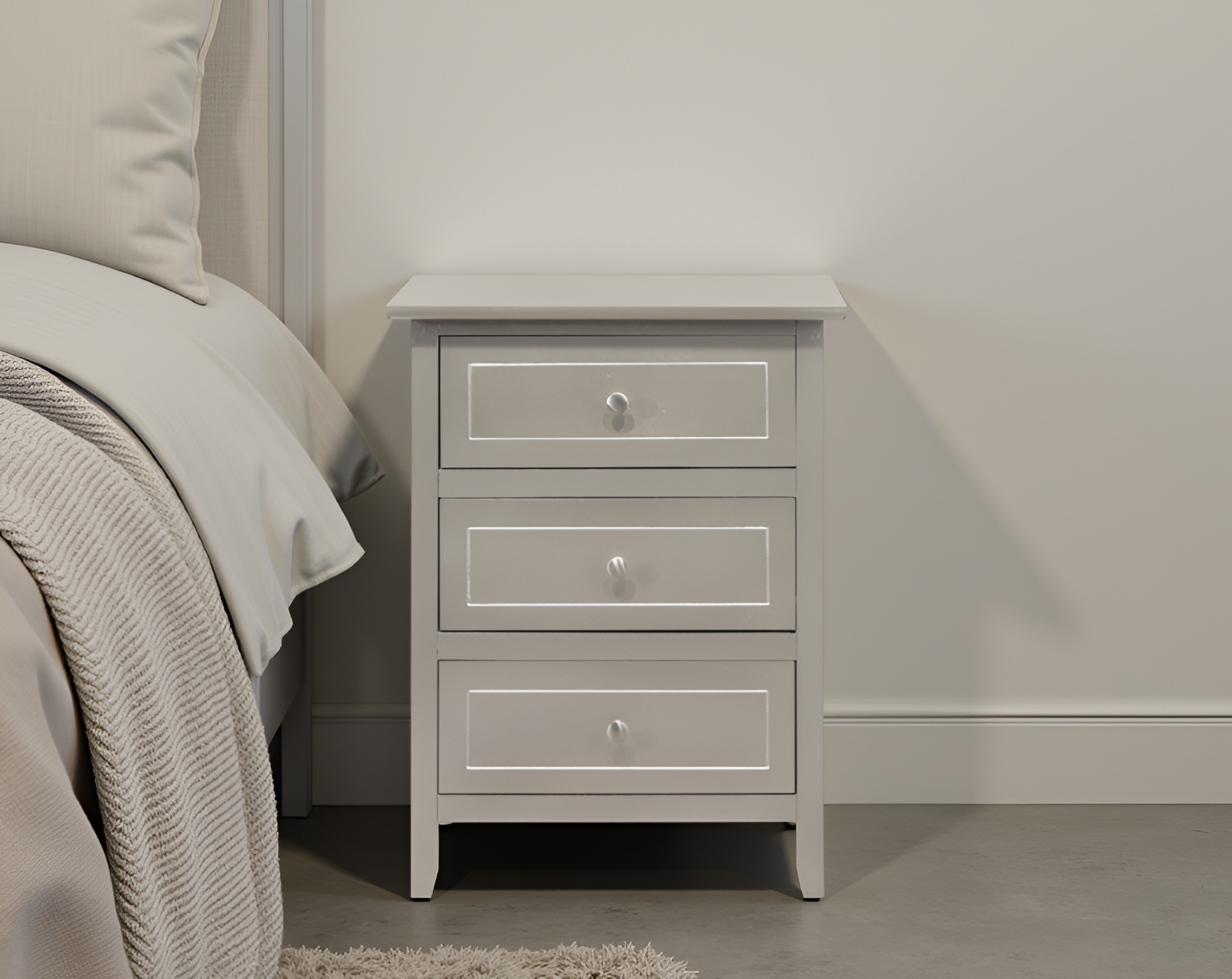 Elite Space Living Lublin Silver Champagne 3 Drawers Nightstand