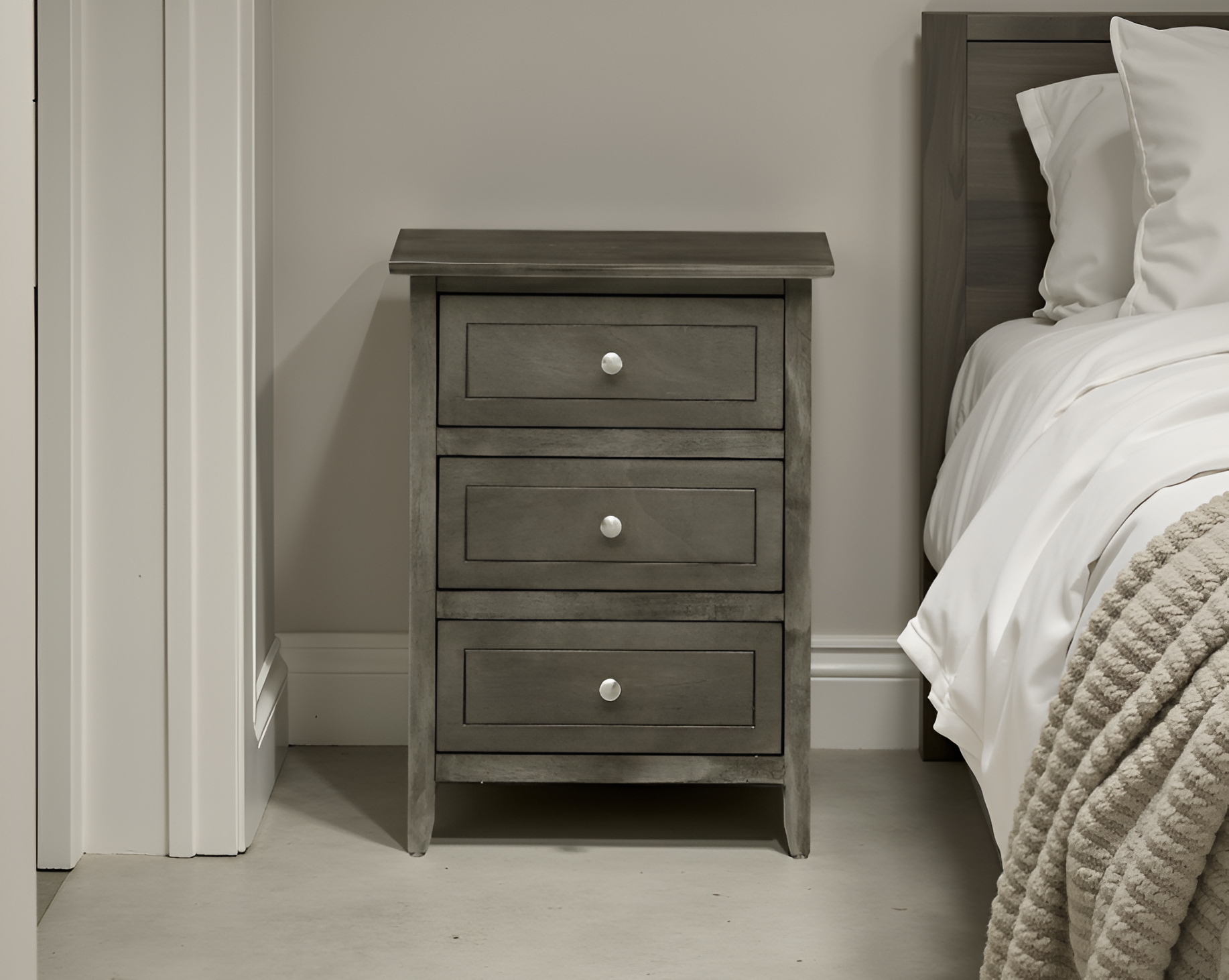 Elite Space Living Lublin Gray 3 Drawers Nightstand