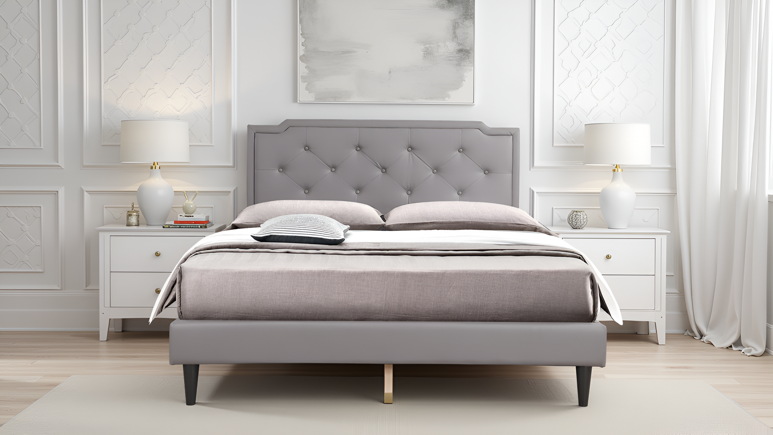 Elite Space Living Getafe Light Grey Full Bed