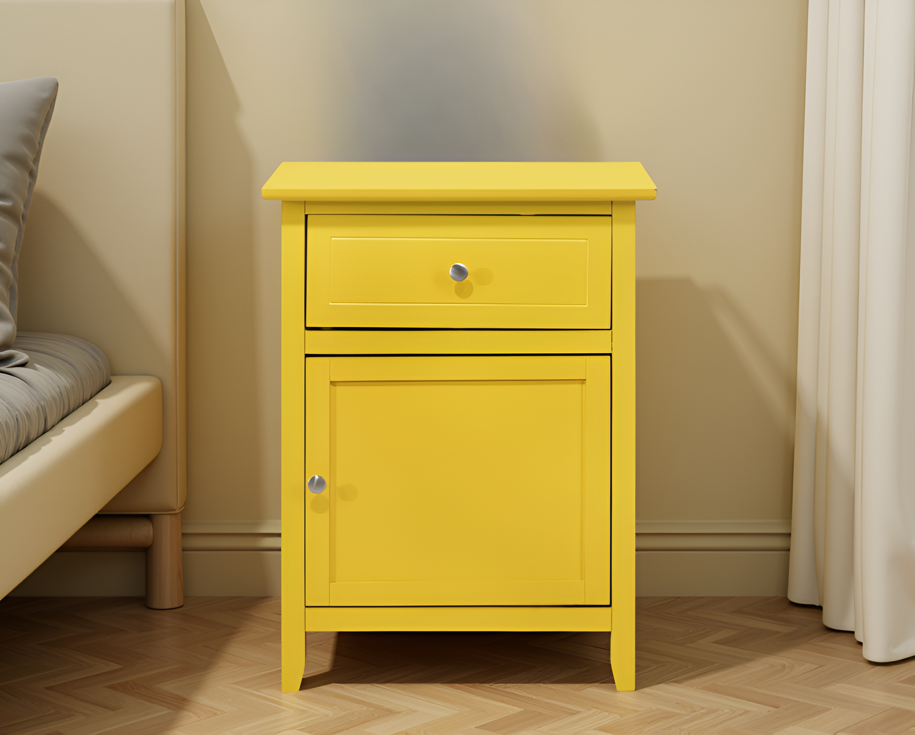 Elite Space Living Paranhos Yellow 1 Drawer 1 Door Nightstand