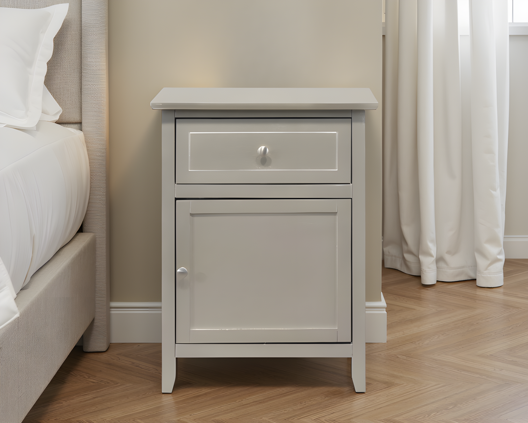 Elite Space Living Paranhos Silver Champagne 1 Drawer 1 Door Nightstand