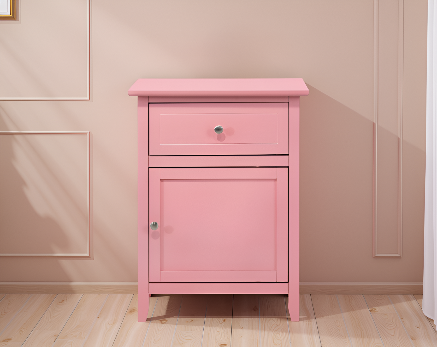 Elite Space Living Paranhos Pink 1 Drawer 1 Door Nightstand