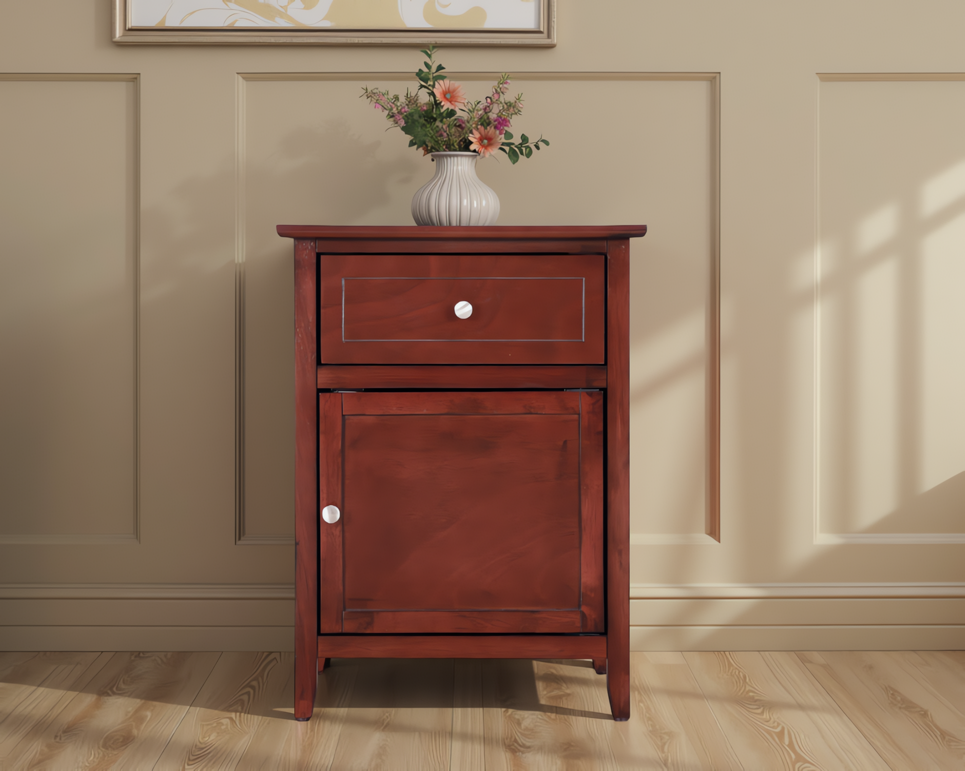 Elite Space Living Paranhos Cherry 1 Drawer 1 Door Nightstand