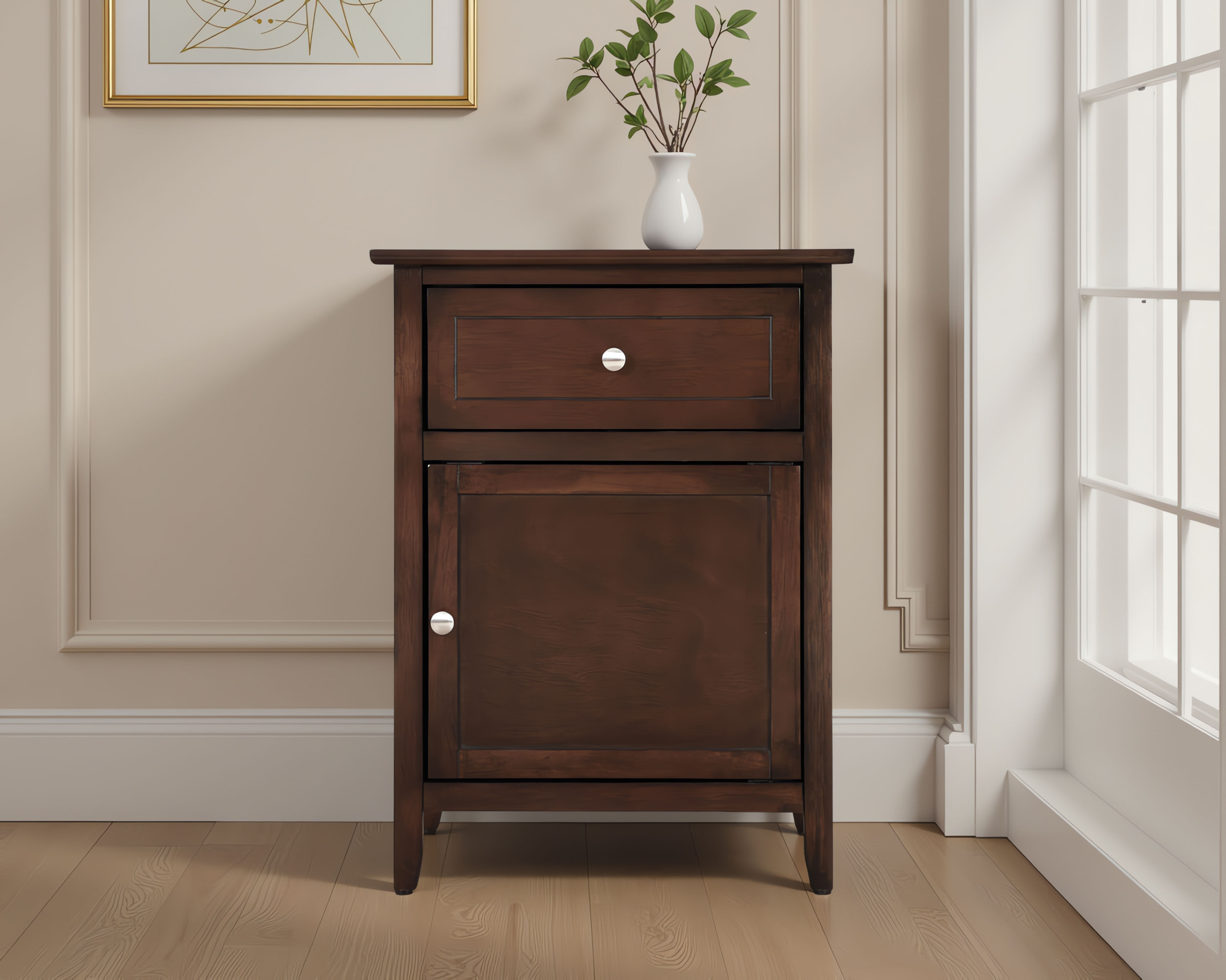 Elite Space Living Paranhos Cappuccino 1 Drawer 1 Door Nightstand