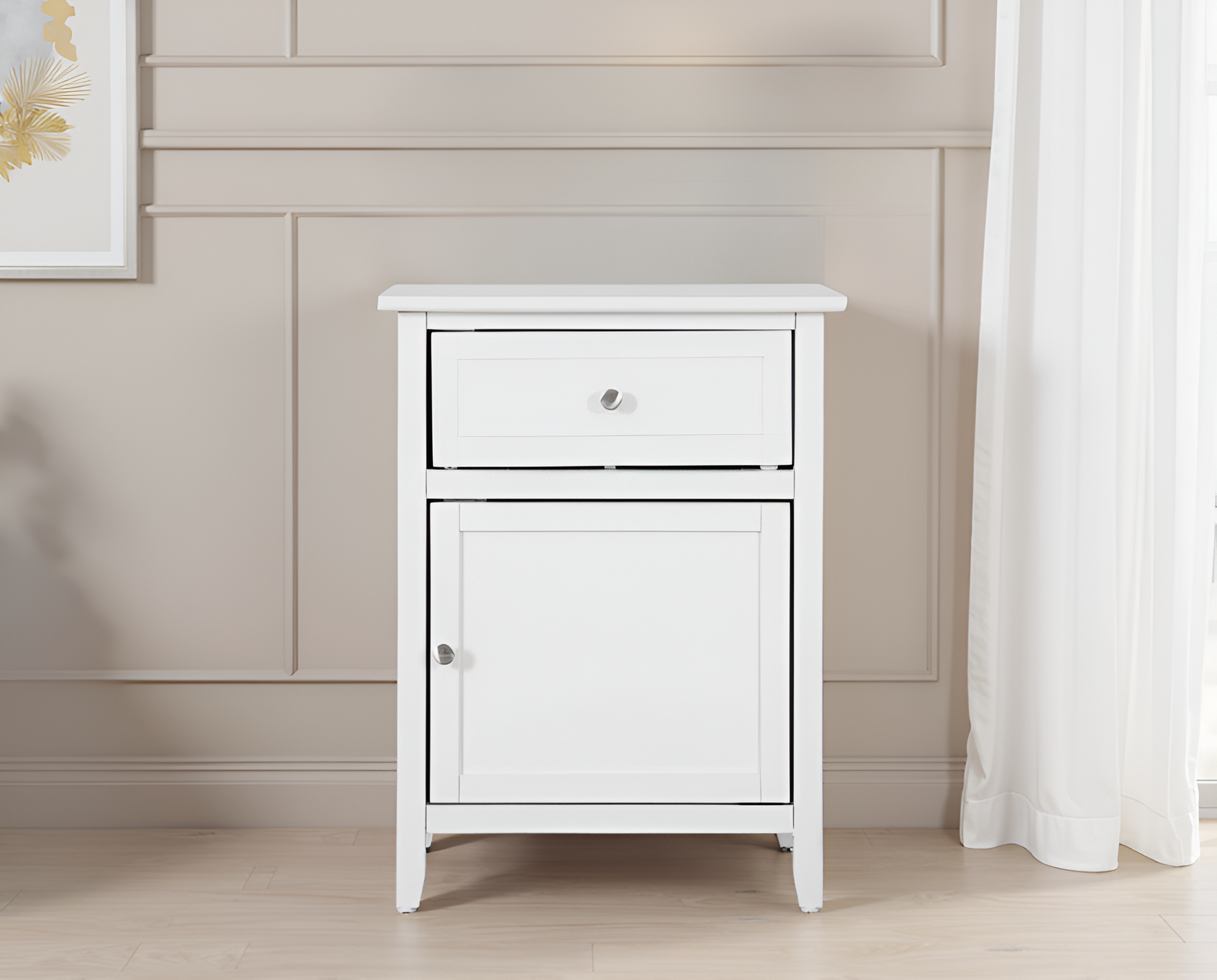 Elite Space Living Paranhos White 1 Drawer 1 Door Nightstand