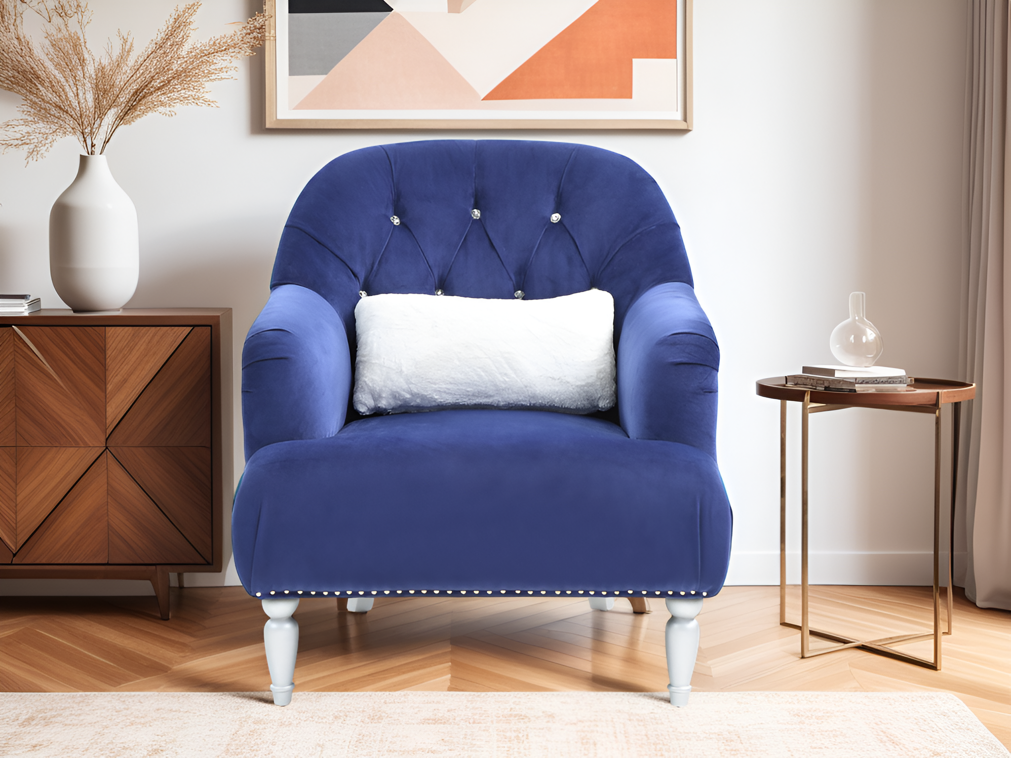 Elite Space Living Barcelos Blue Velvet Chair
