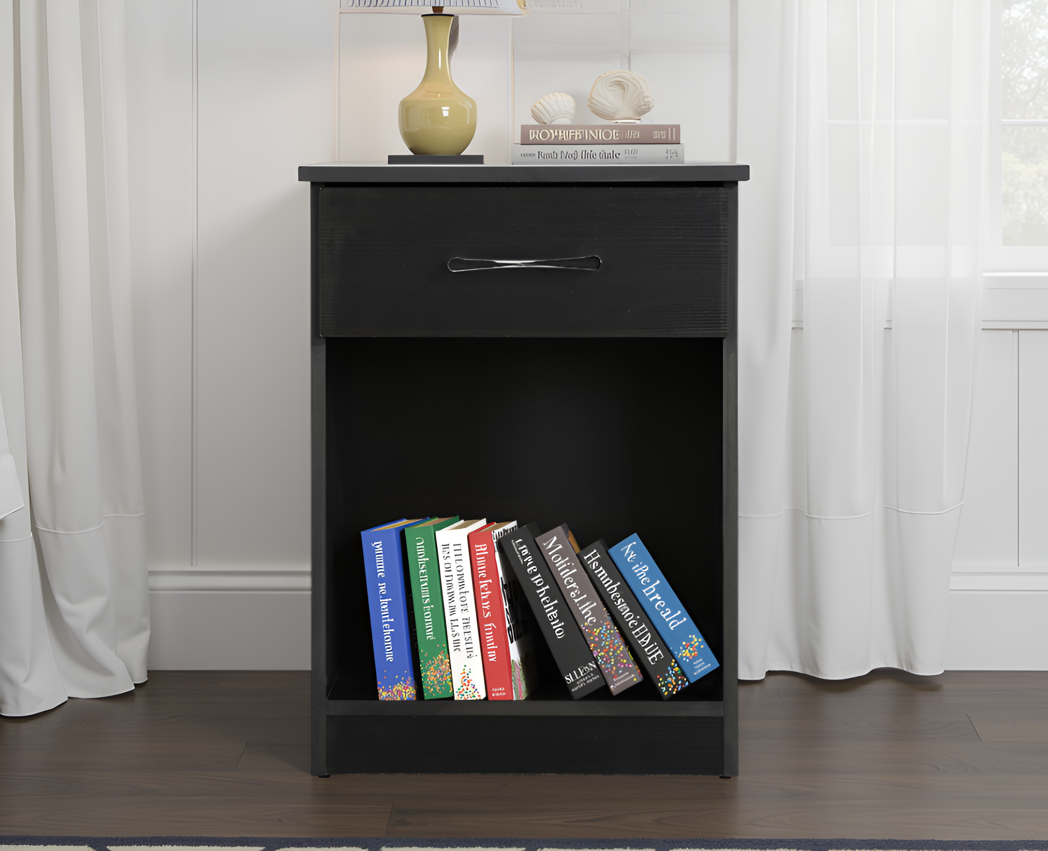 Elite Space Living Kenitra Black Nightstand