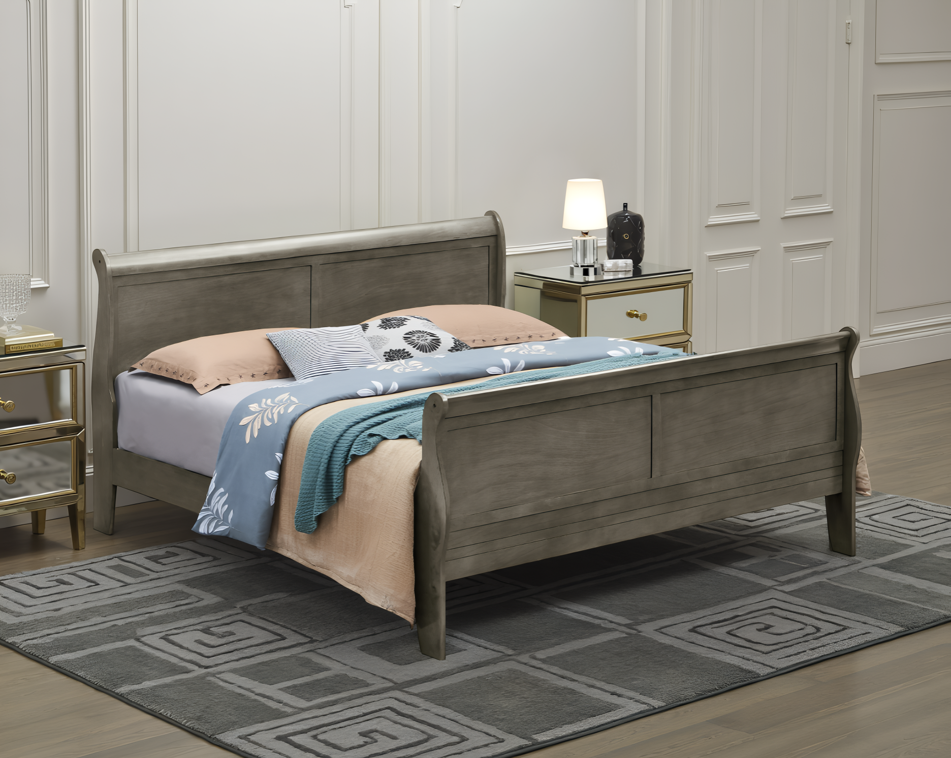 Elite Space Living Roskilde Gray Full Sleigh Bed