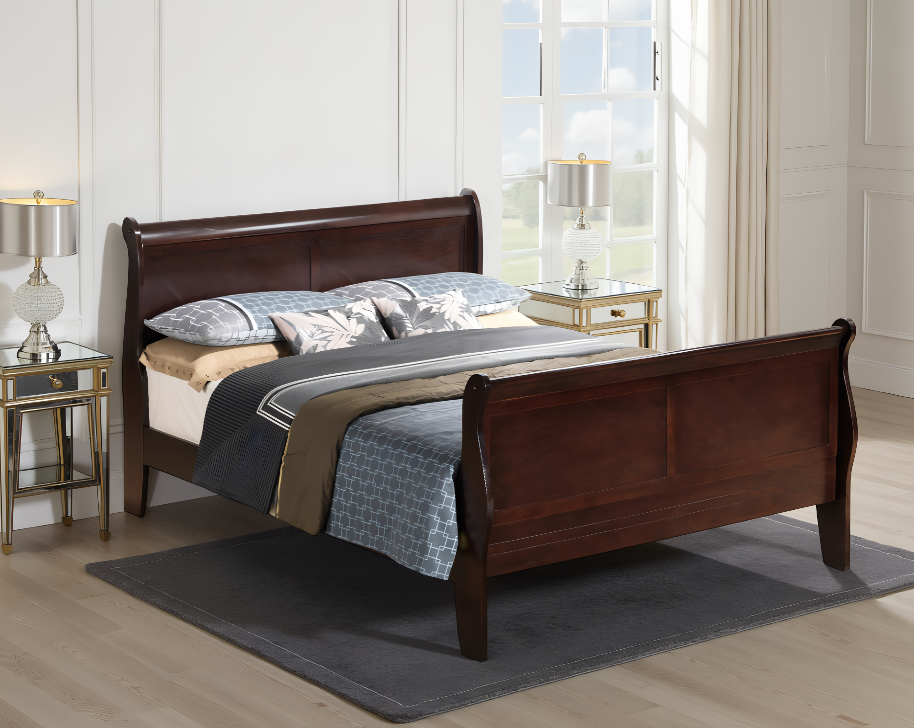 Elite Space Living Roskilde Cappuccino Full Sleigh Bed
