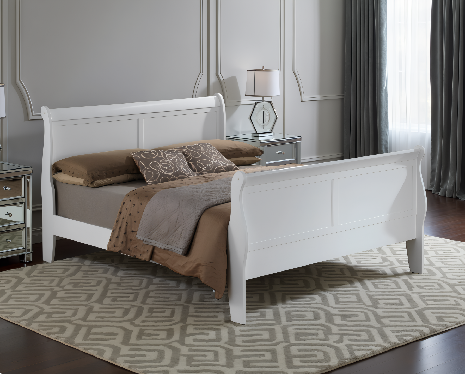 Elite Space Living Roskilde White Full Sleigh Bed