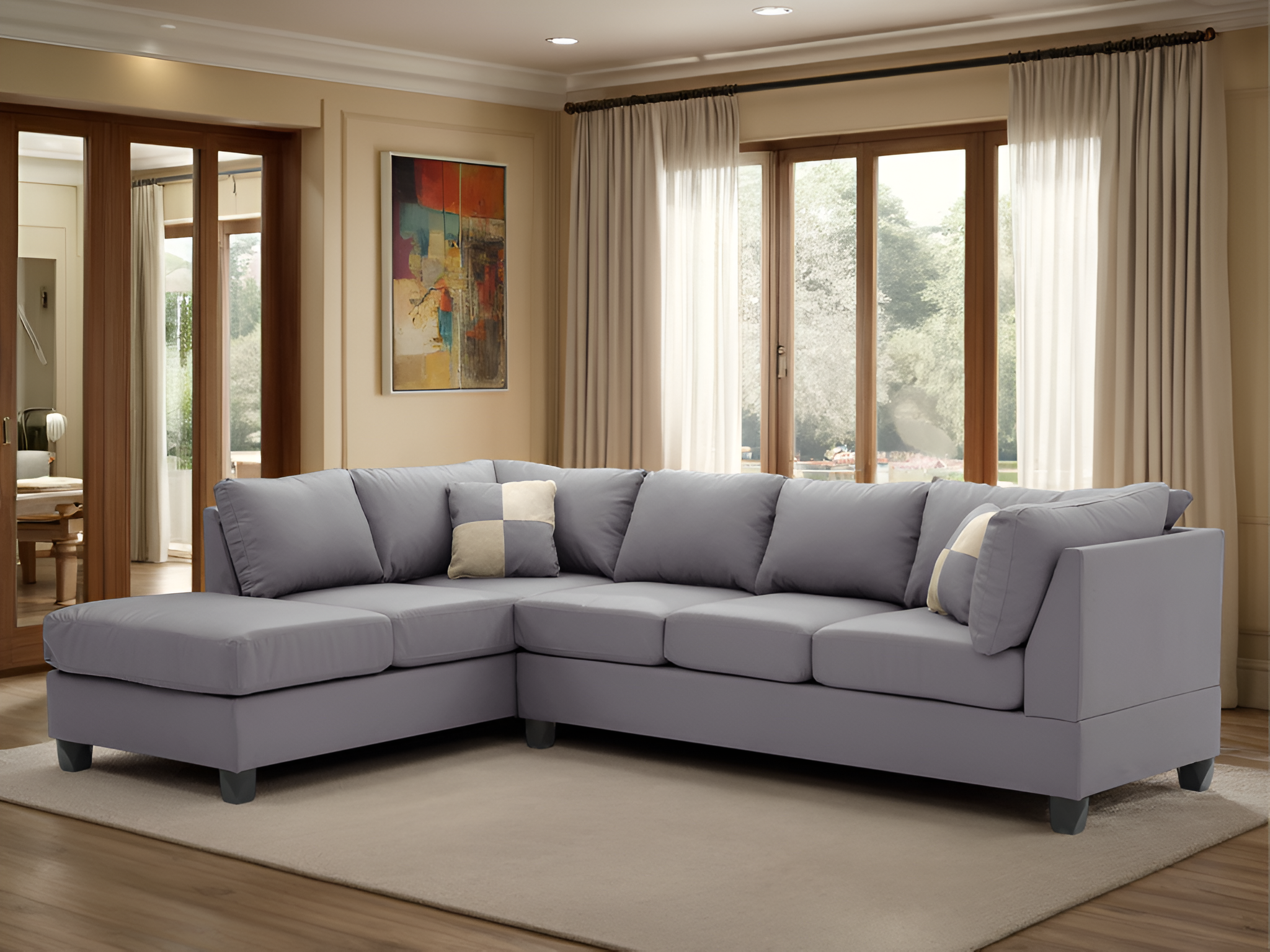Elite Space Living Belize Gray Faux Leather Sectional