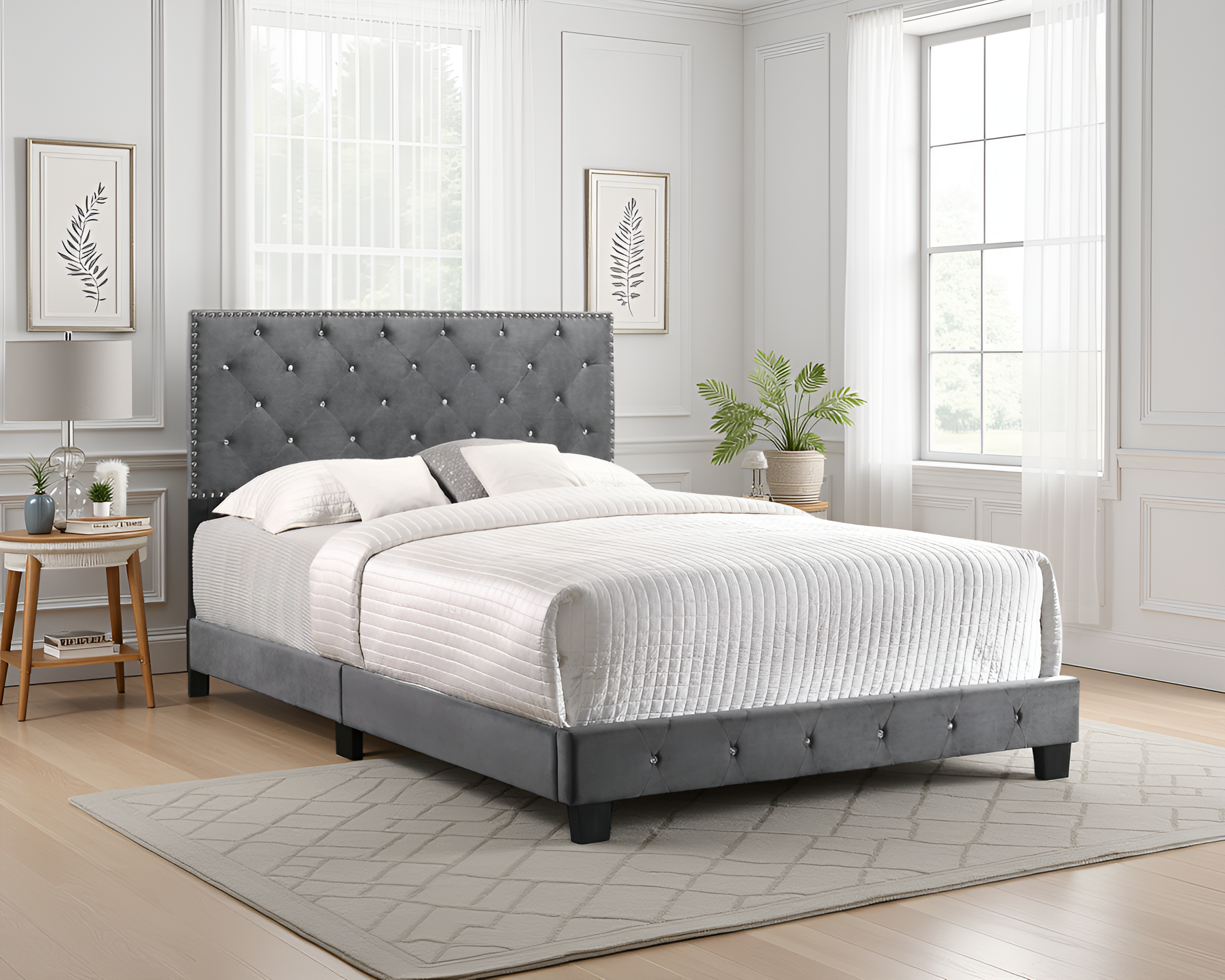 Elite Space Living Modena Gray Velvet Full Bed