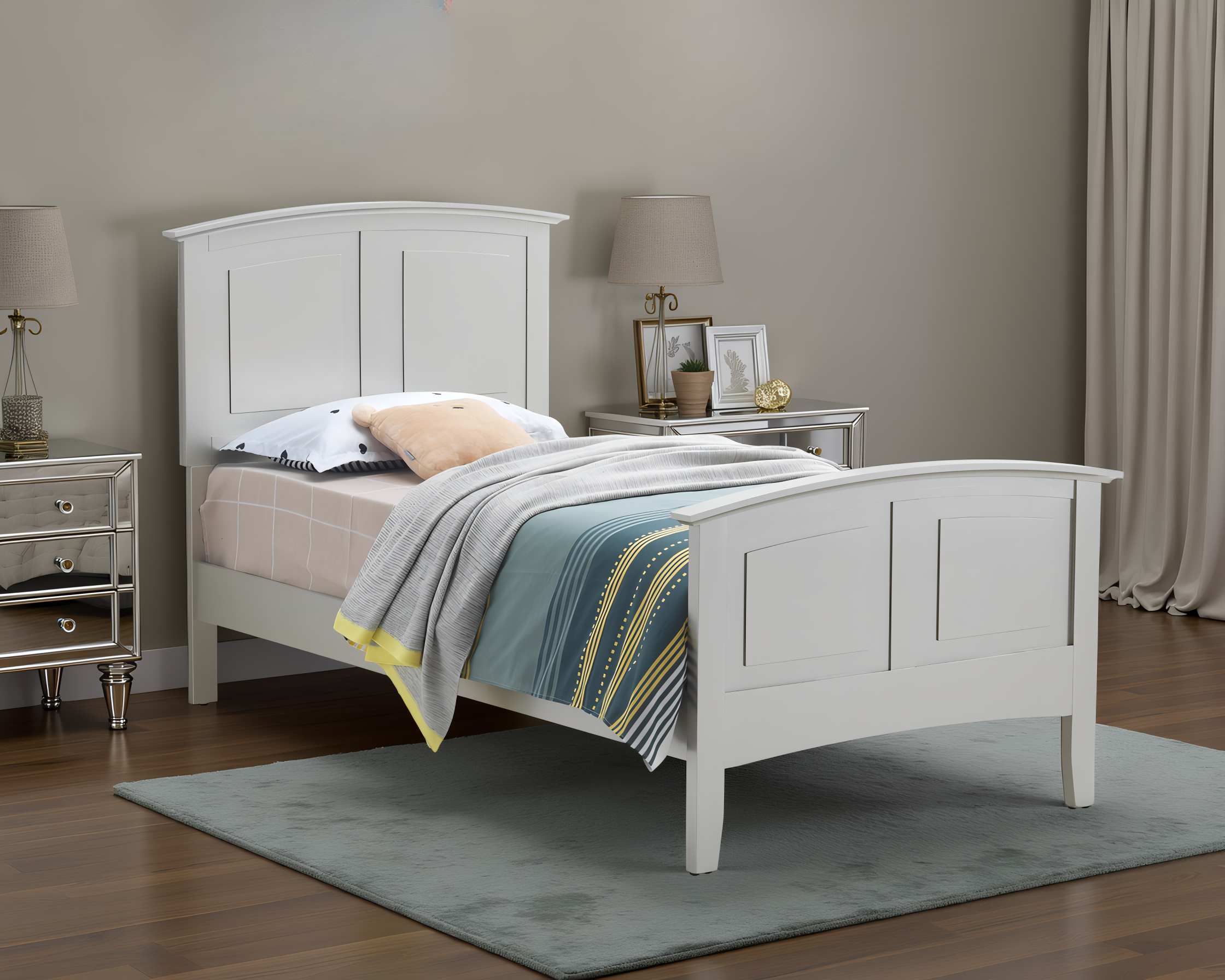 Elite Space Living Halden Silver Champagne Twin Bed