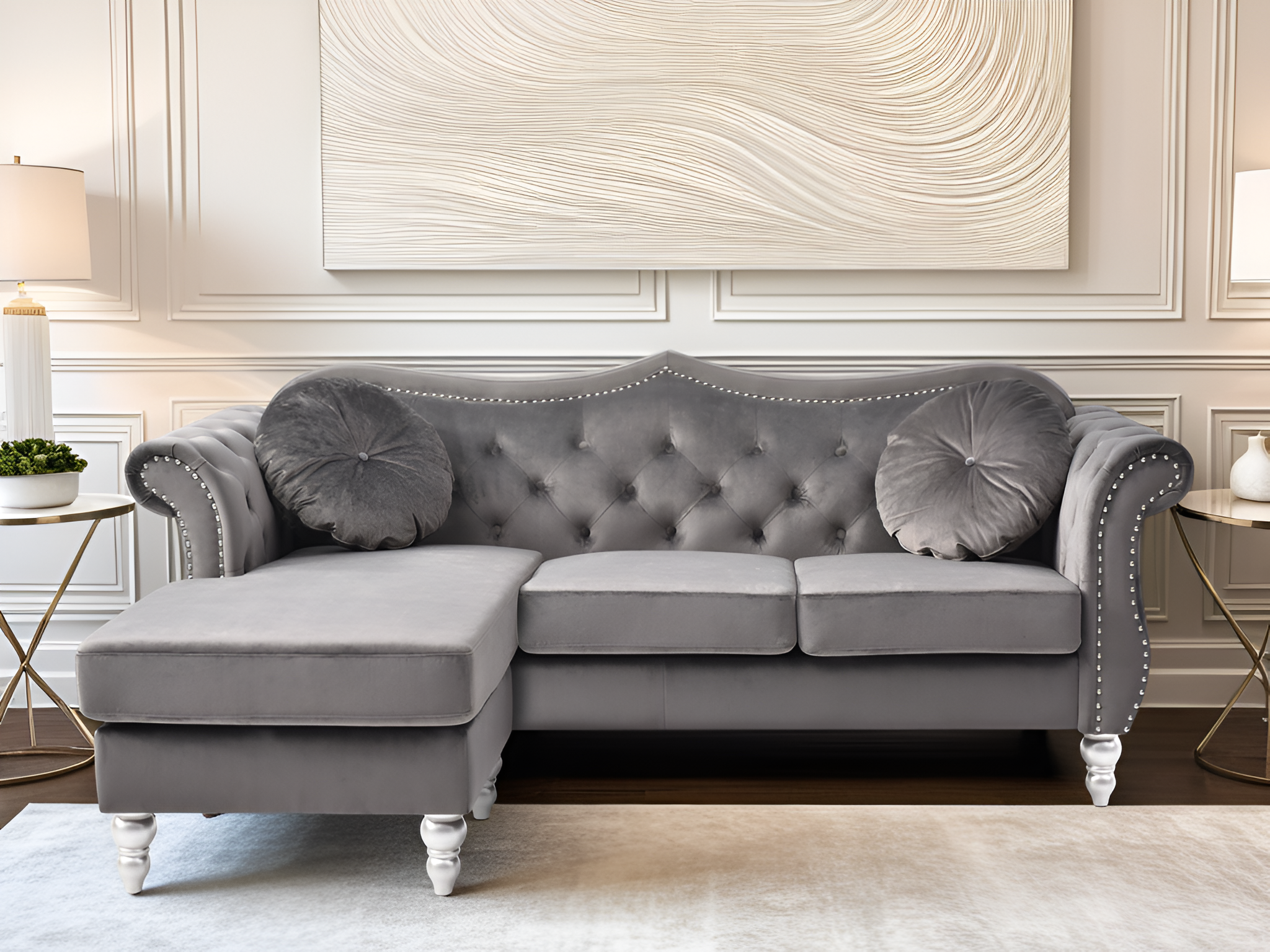 Elite Space Living Geneva Dark Gray Sofa Chaise