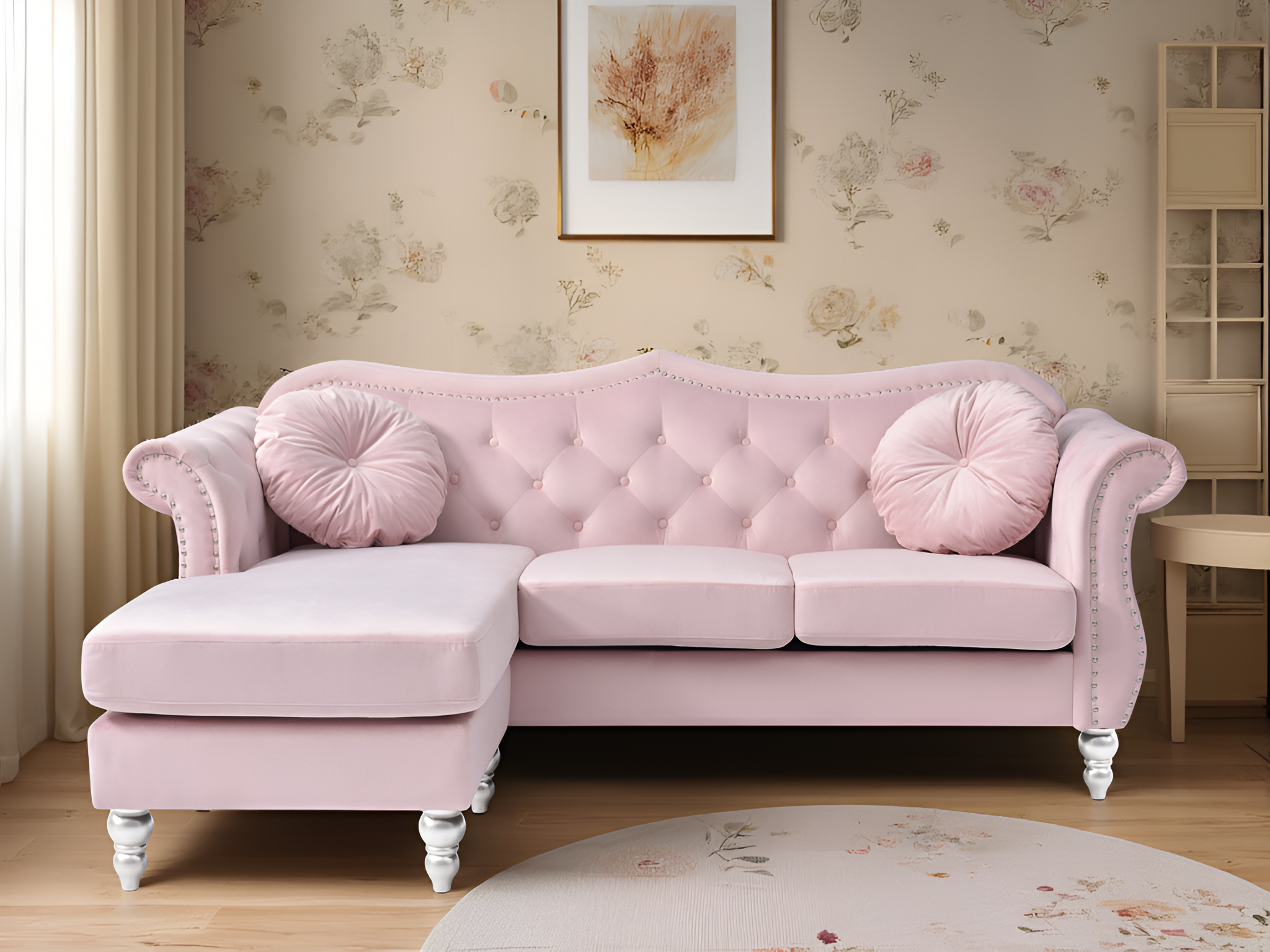 Elite Space Living Geneva Pink Sofa Chaise