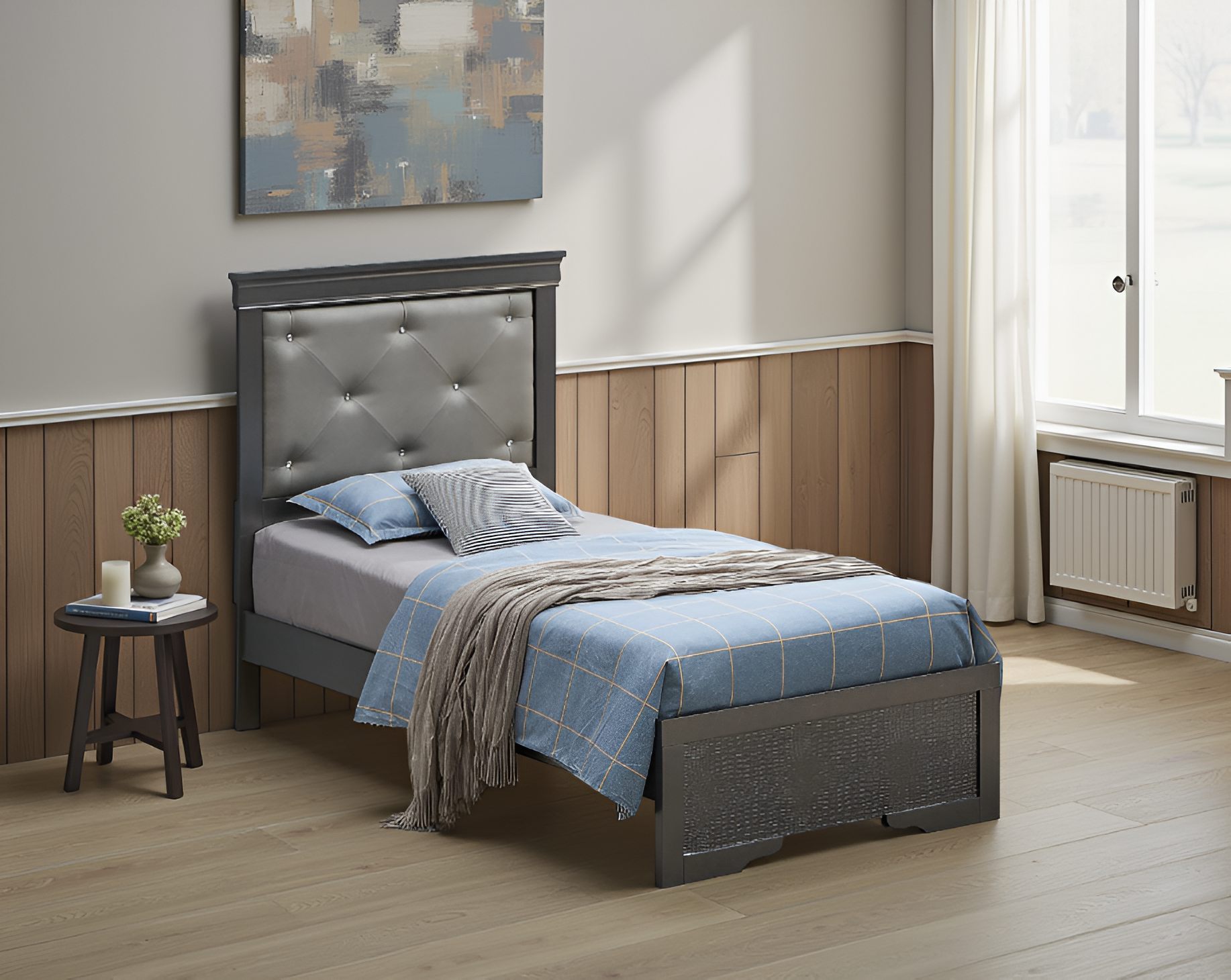 Elite Space Living Olbia Metalic Black Twin Bed