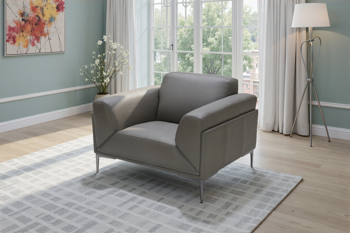 Elite Space Living Cologne Grey Leather Chair