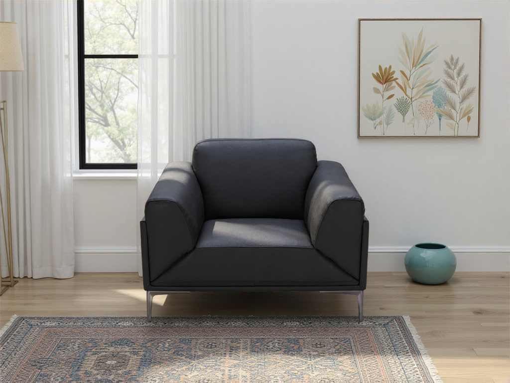 Elite Space Living Antalya Premium Black Leather Chair