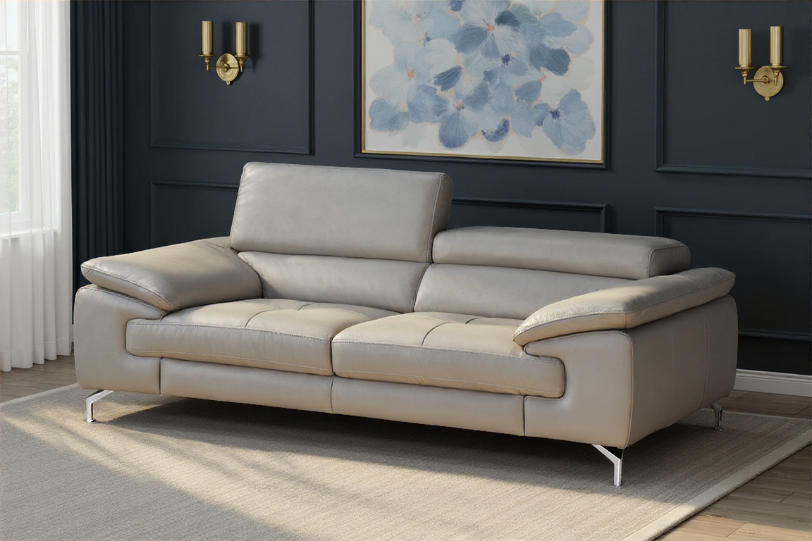 Elite Space Living Ferrara Grey Leather Sofa
