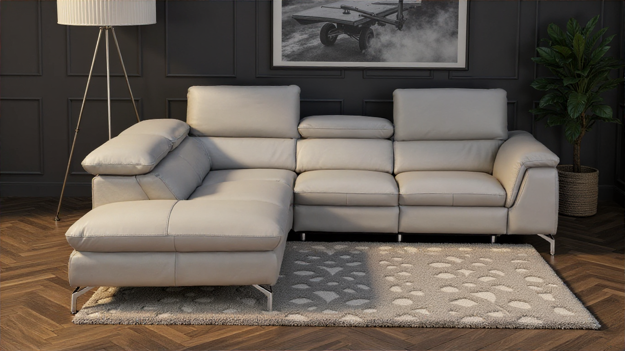 Elite Space Living Yalova LAF Light Grey Leather Sectional