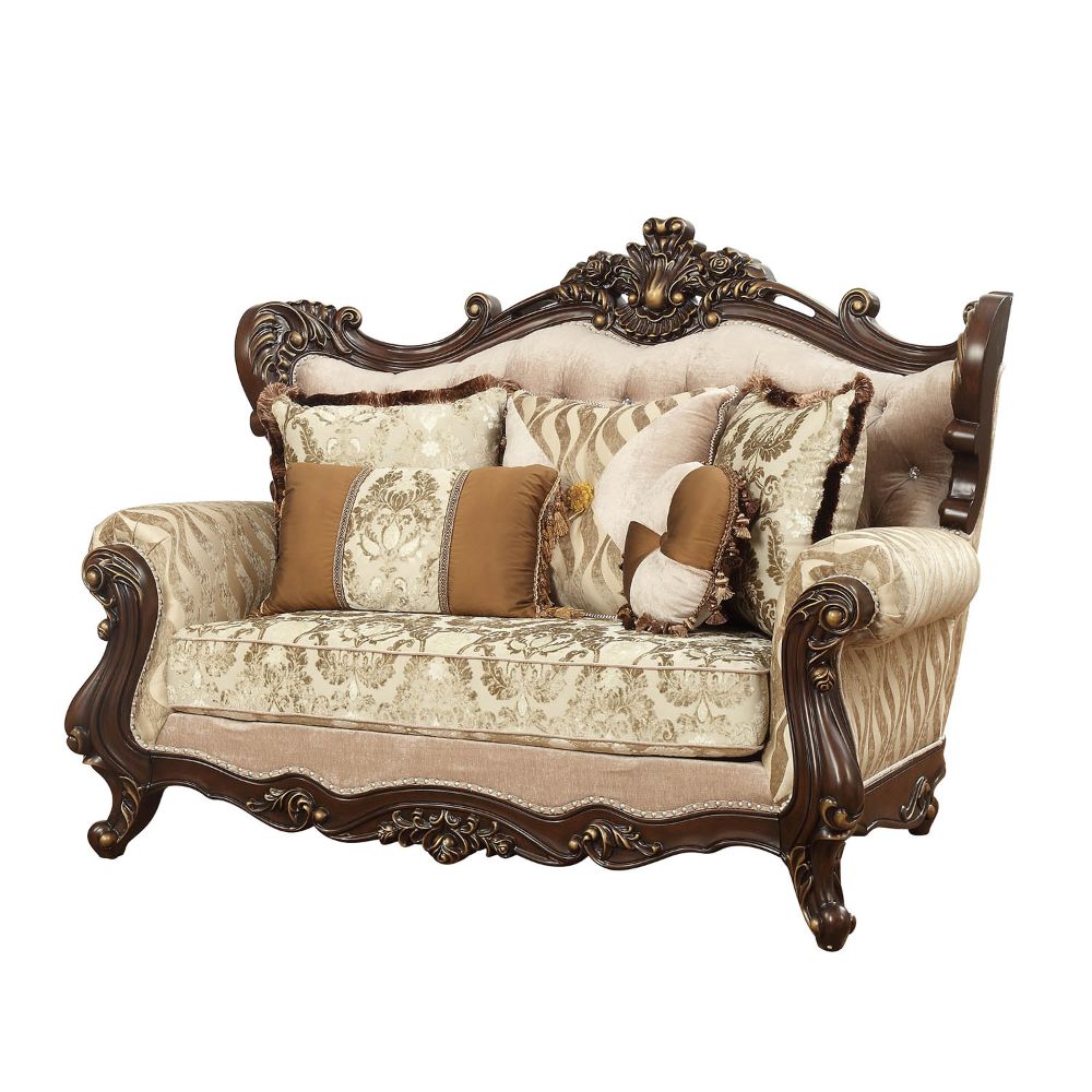 Acme Furniture Shalisa Walnut Loveseat with 5 Pillows