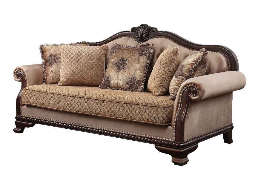 Acme Furniture Chateau De Ville Espresso Sofa With Five Pillows