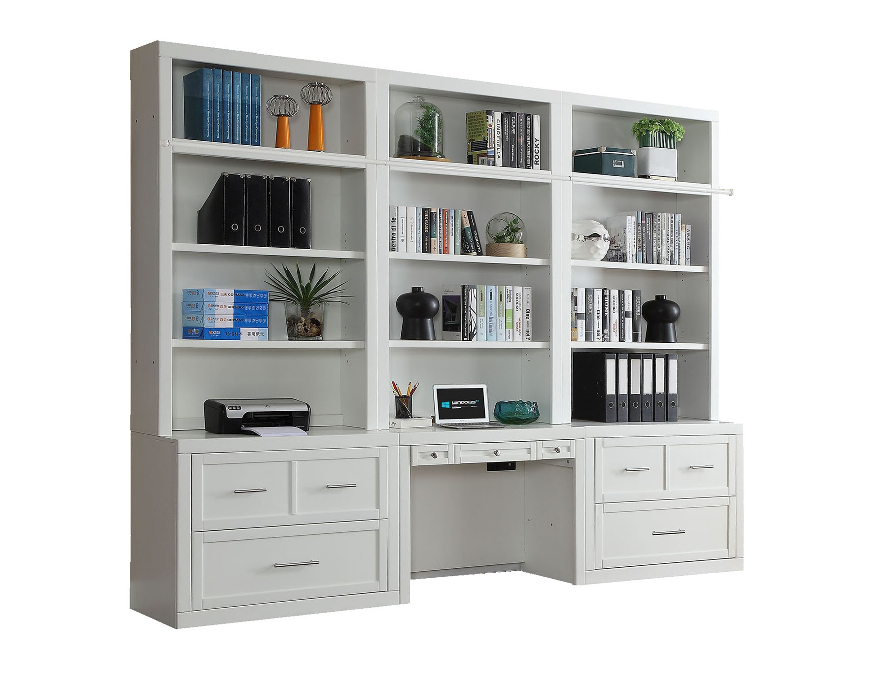 Parker House Catalina White 6pc Workspace Library Wall