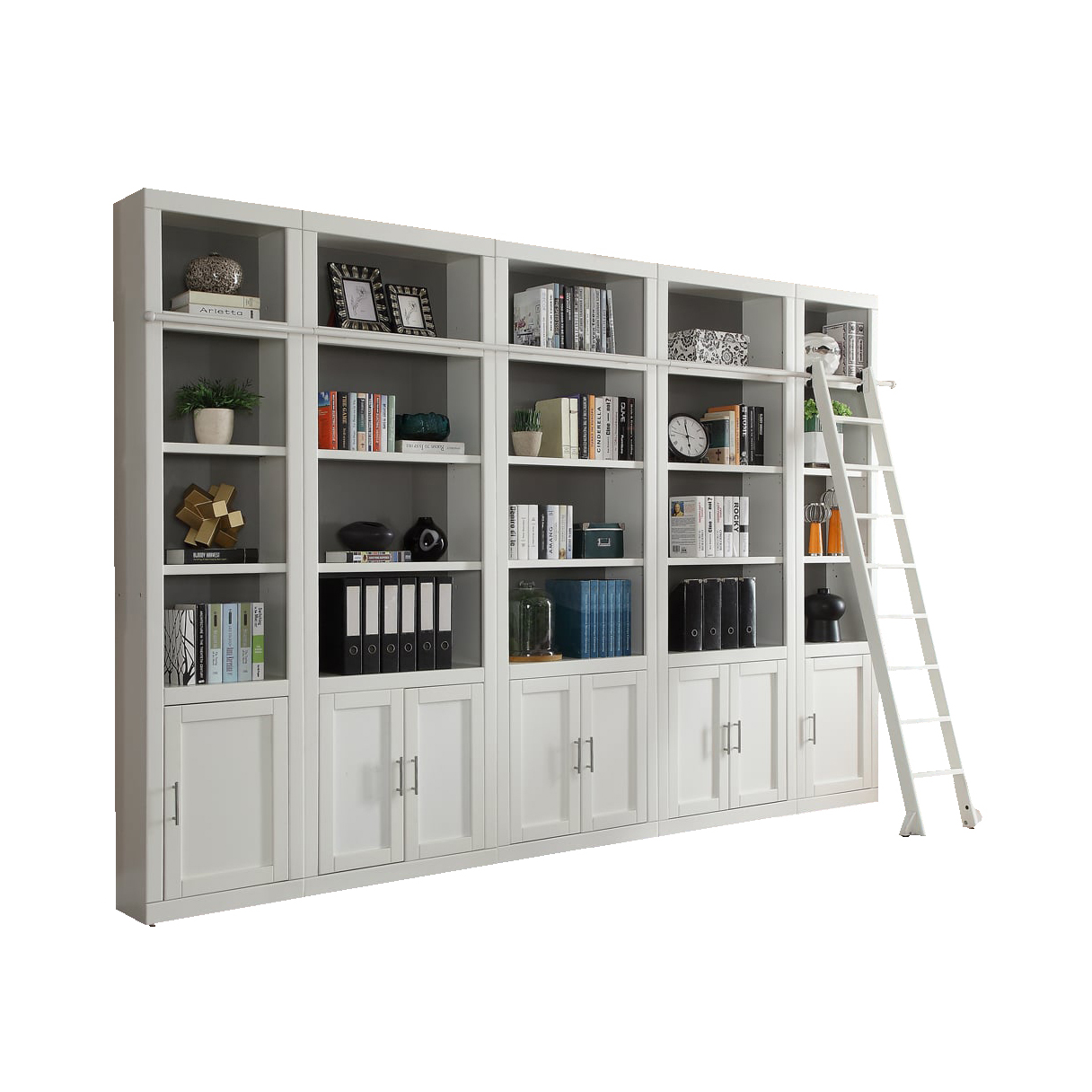 Parker House Catalina White 6pc Small Library Wall with Ladder